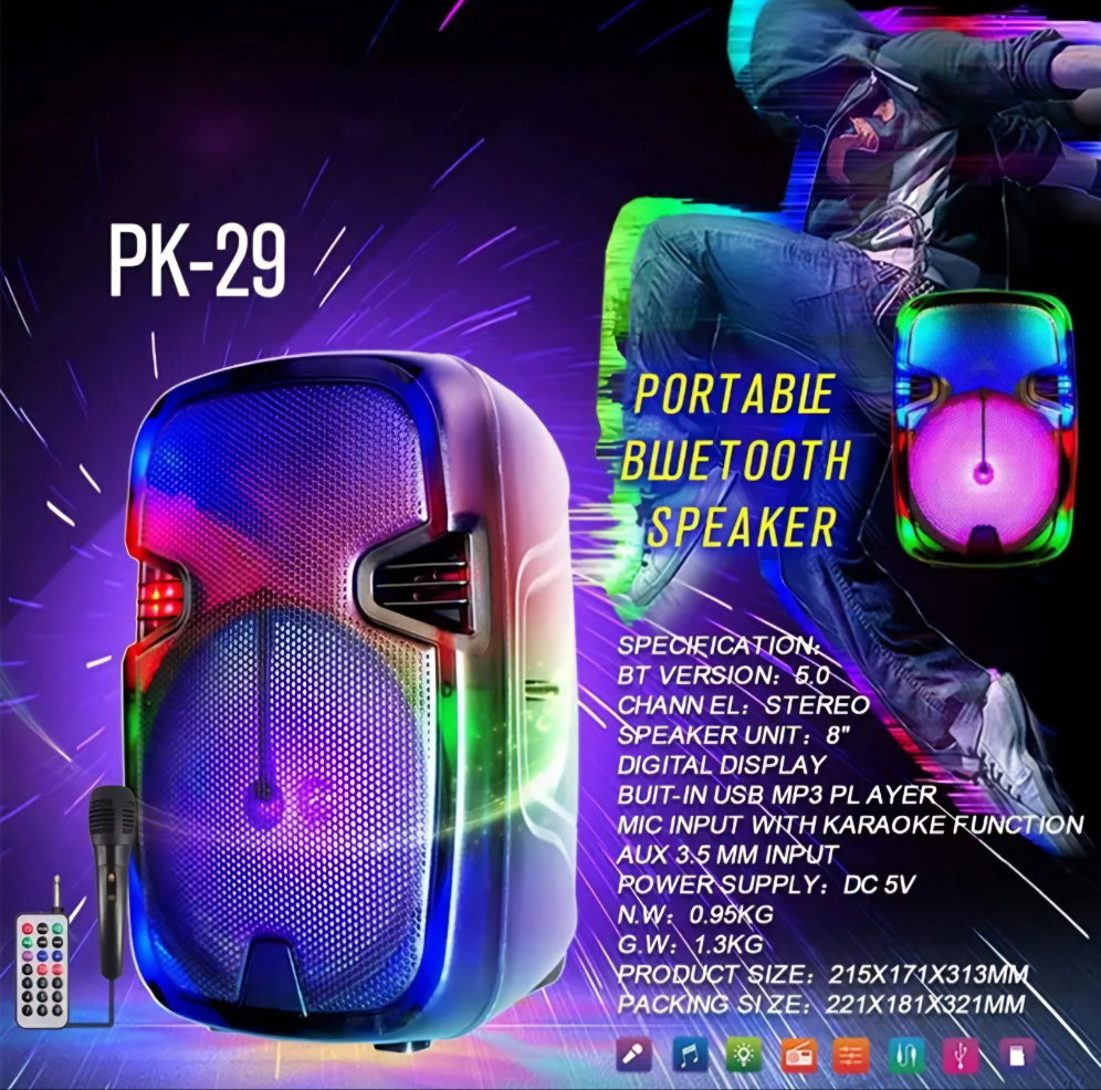 PK-29 Hordozható Bluetooth Hangszóró