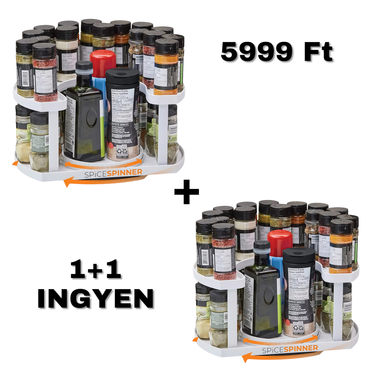 Rendszerezett Fűszertároló Forgó Tálcával 1+1 ingyen