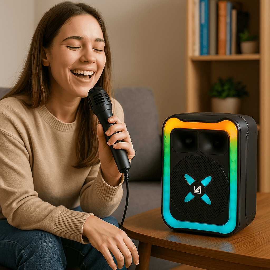 Hordozható Bluetooth Hangszóró Mikrofonnal - | Cyber Bazaar