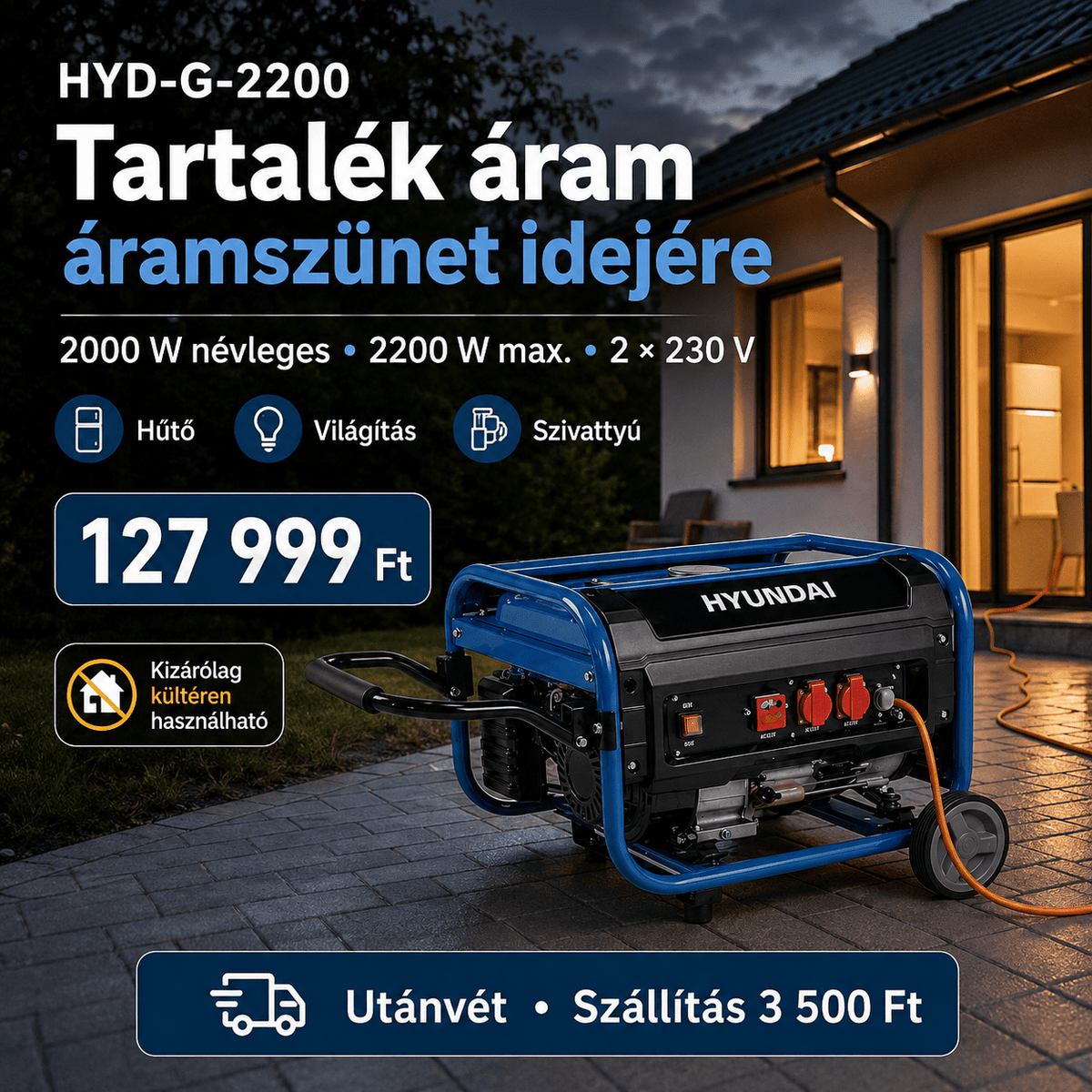 Hyundai Benzines Áramfejlesztő - | Cyber Bazaar