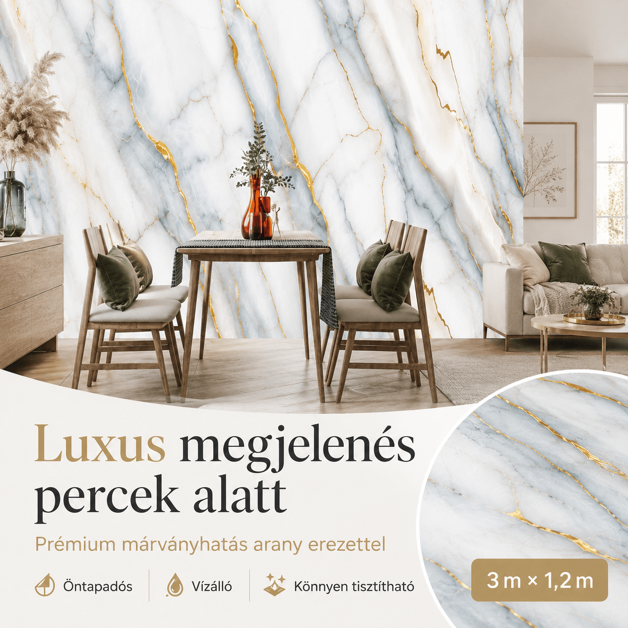 Márványhatású Öntapadós Falmatrica 3 m × 1,2 m - | Cyber Bazaar
