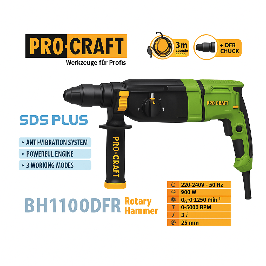 PROCRAFT SDS - PLUS Fúró - Vésőkalapács - | Cyber Bazaar