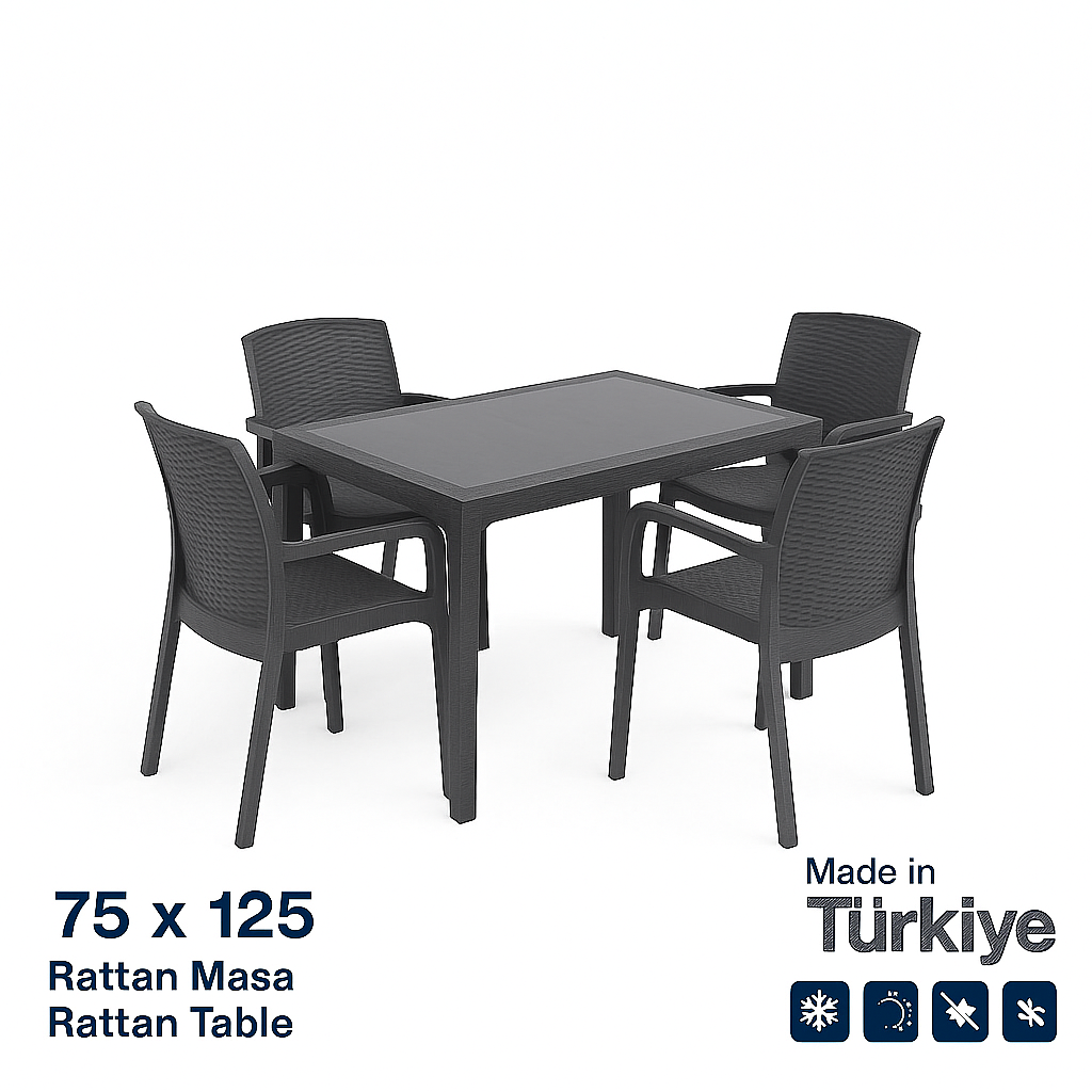 Prémium Rattan Étkezőgarnitúra – 75x125 cm