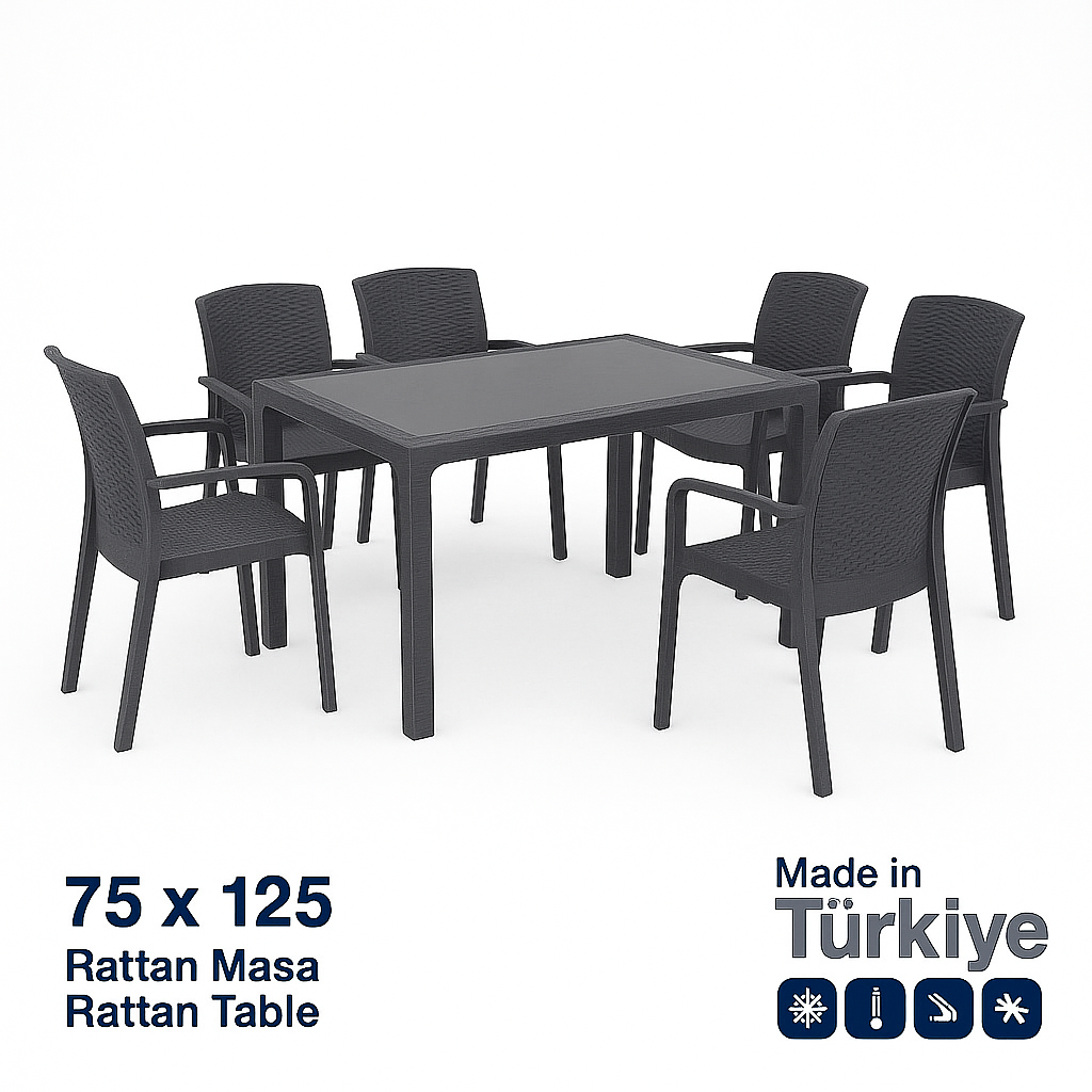 Prémium Rattan Étkezőgarnitúra – 75x125 cm