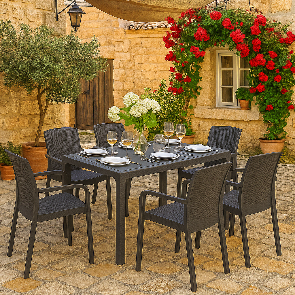 Prémium Rattan Étkezőgarnitúra – 75x125 cm