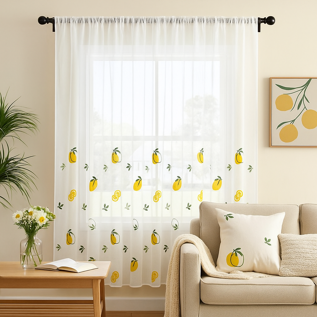 Citrommintás Dekoratív Függöny – 280x250 cm