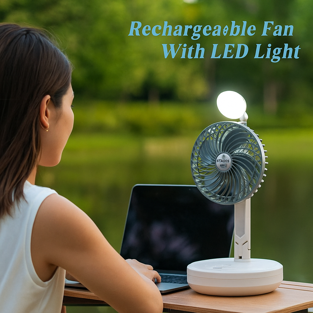 Újratölthető LED asztali ventilátor