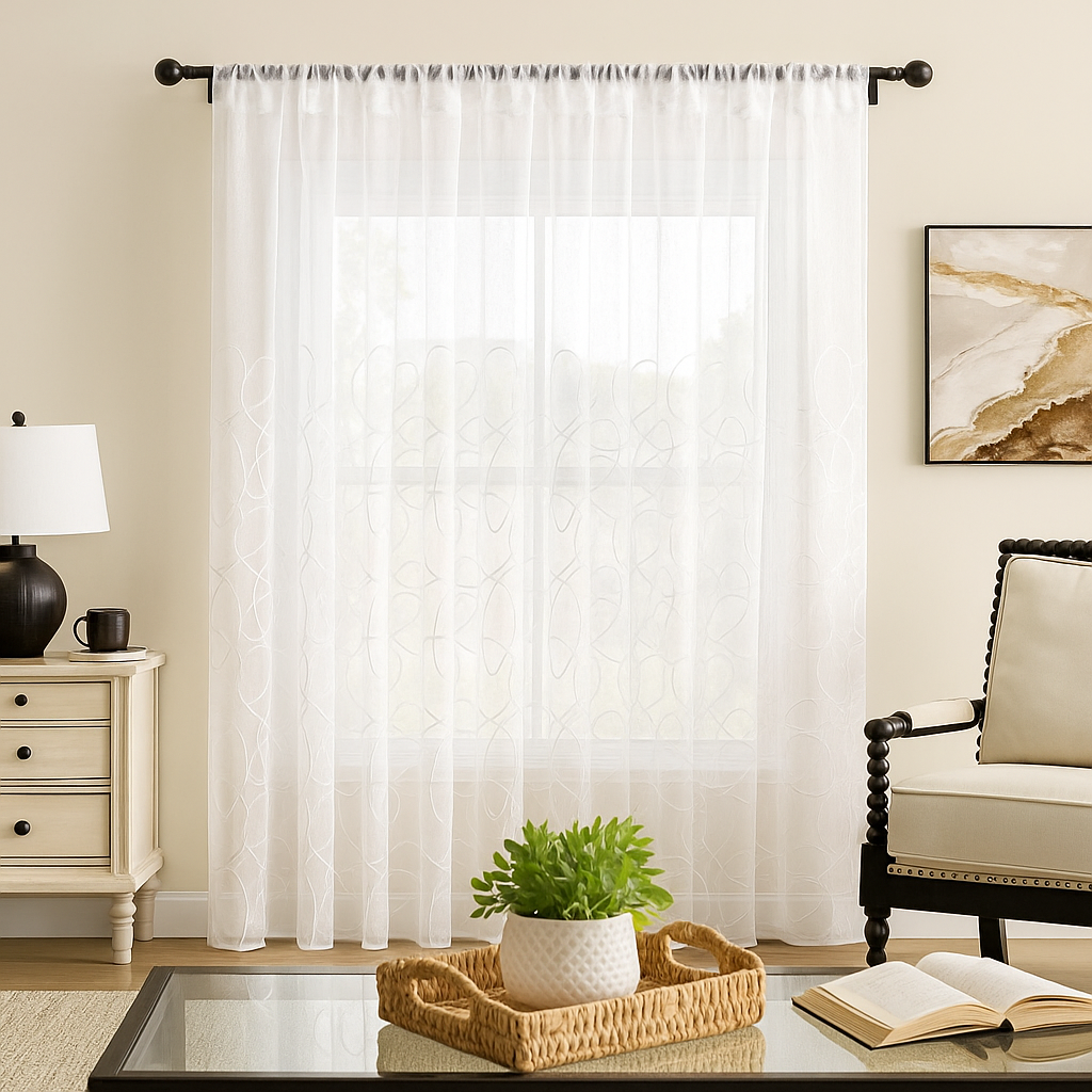 Elegáns Hímzett Függöny – 280x250 cm