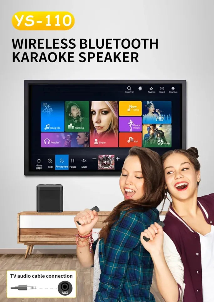 YS-110 Vezeték nélküli Fényshow Hangszóró + 2 Mikrofonnal