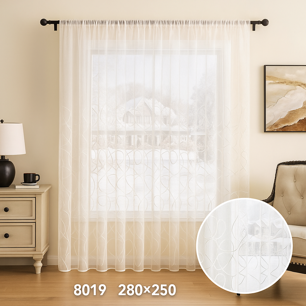 Elegáns Hímzett Függöny – 280x250 cm