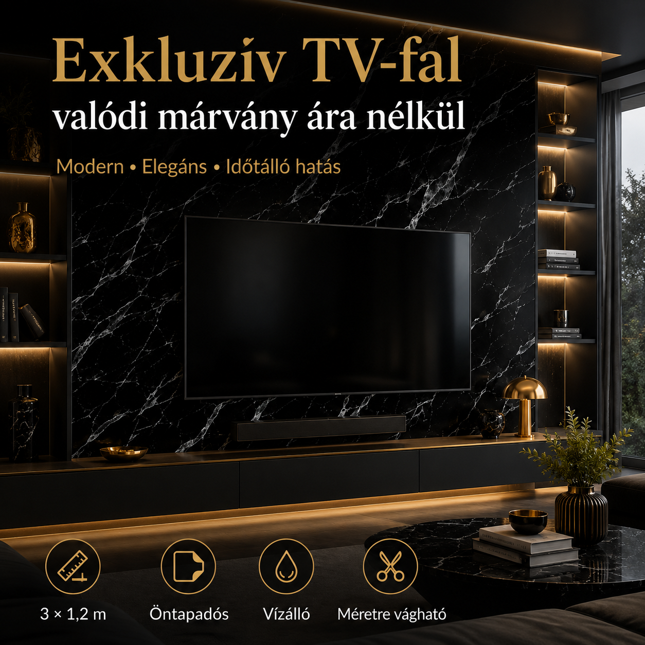 Márványhatású Öntapadós Falmatrica 3 × 1,2 m