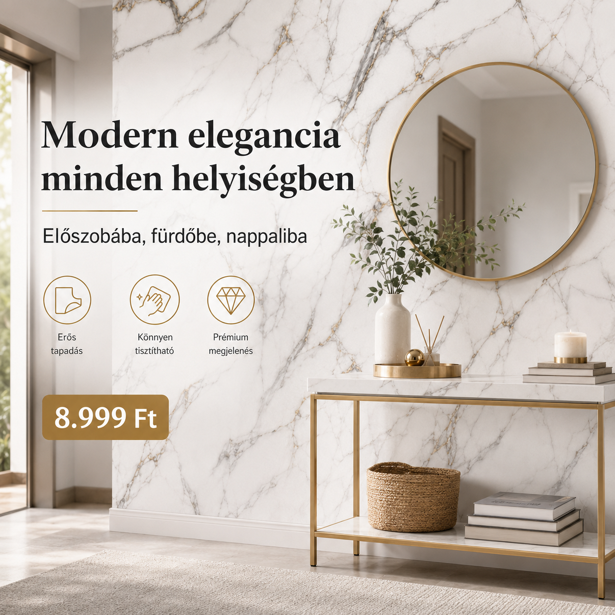 Márványhatású Öntapadós Falmatrica – 3 × 1,2 m