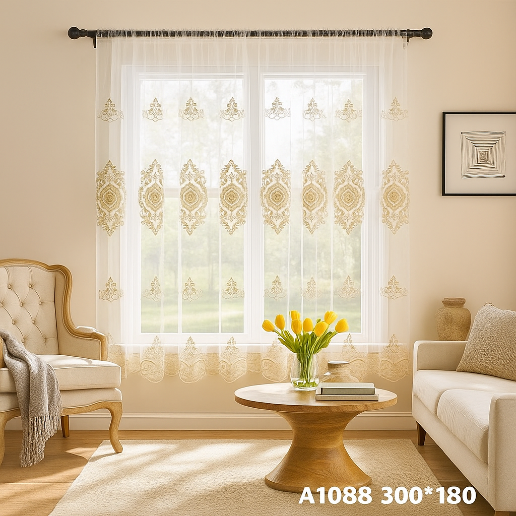 Elegáns Hímzett Dekorfüggöny (300x180 cm)
