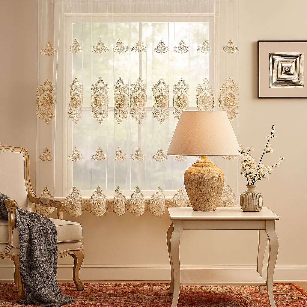 Elegáns Hímzett Dekorfüggöny (300x180 cm)