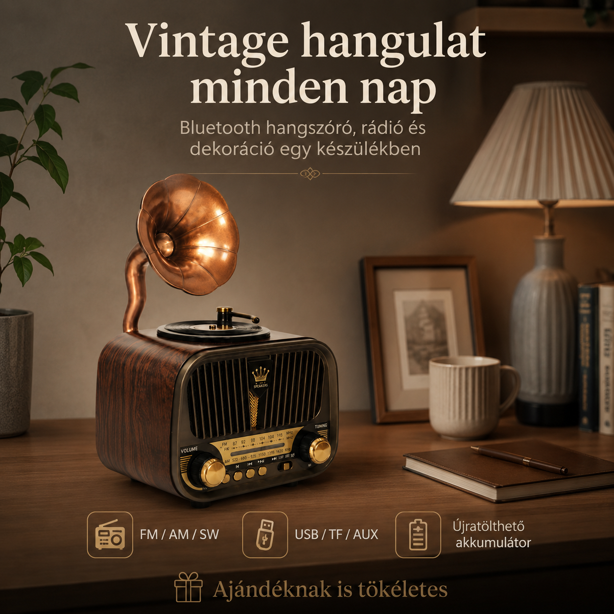 Vintage Bluetooth Hangszóró és Rádió