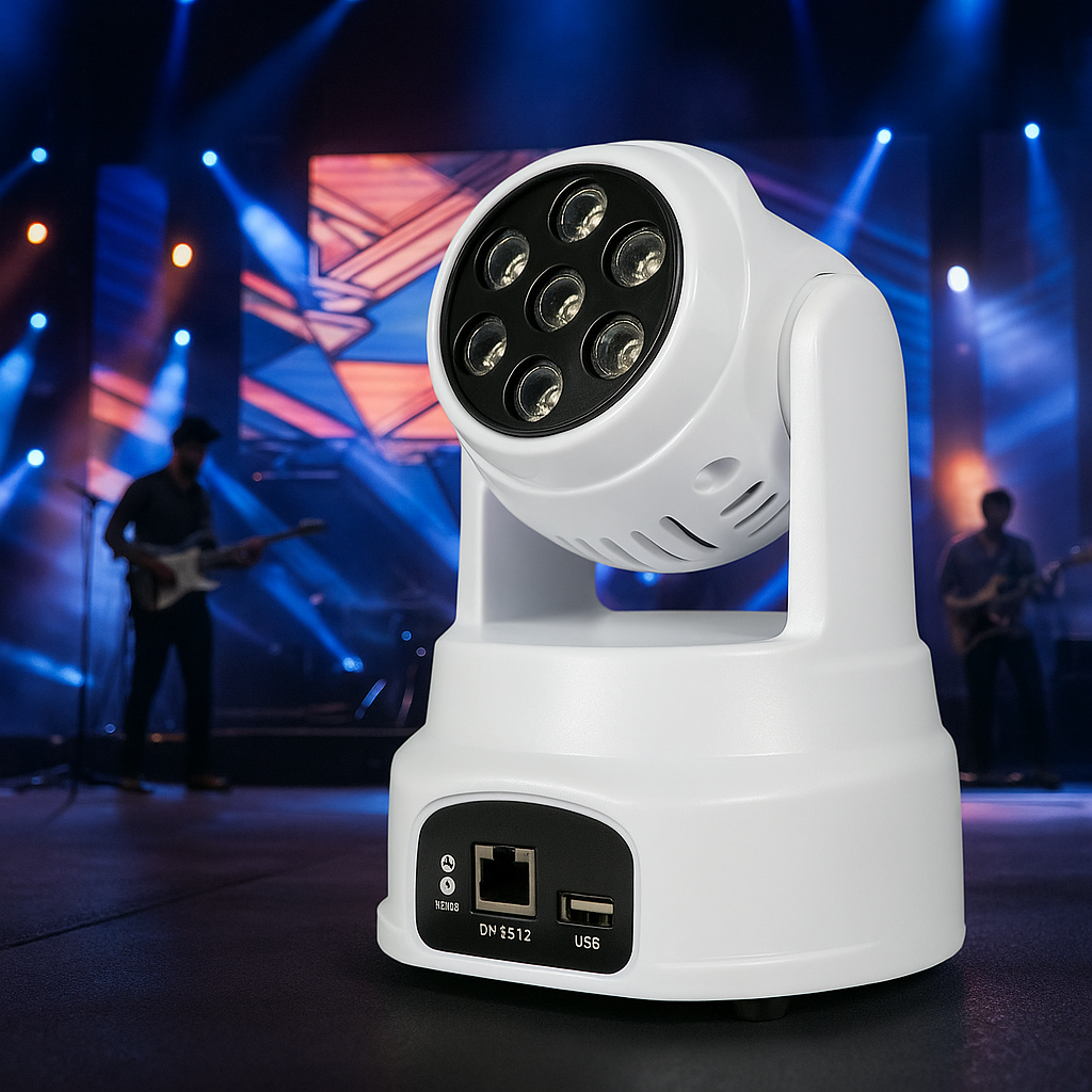 Mini-LED Zenés Mozgófejes Lámpa