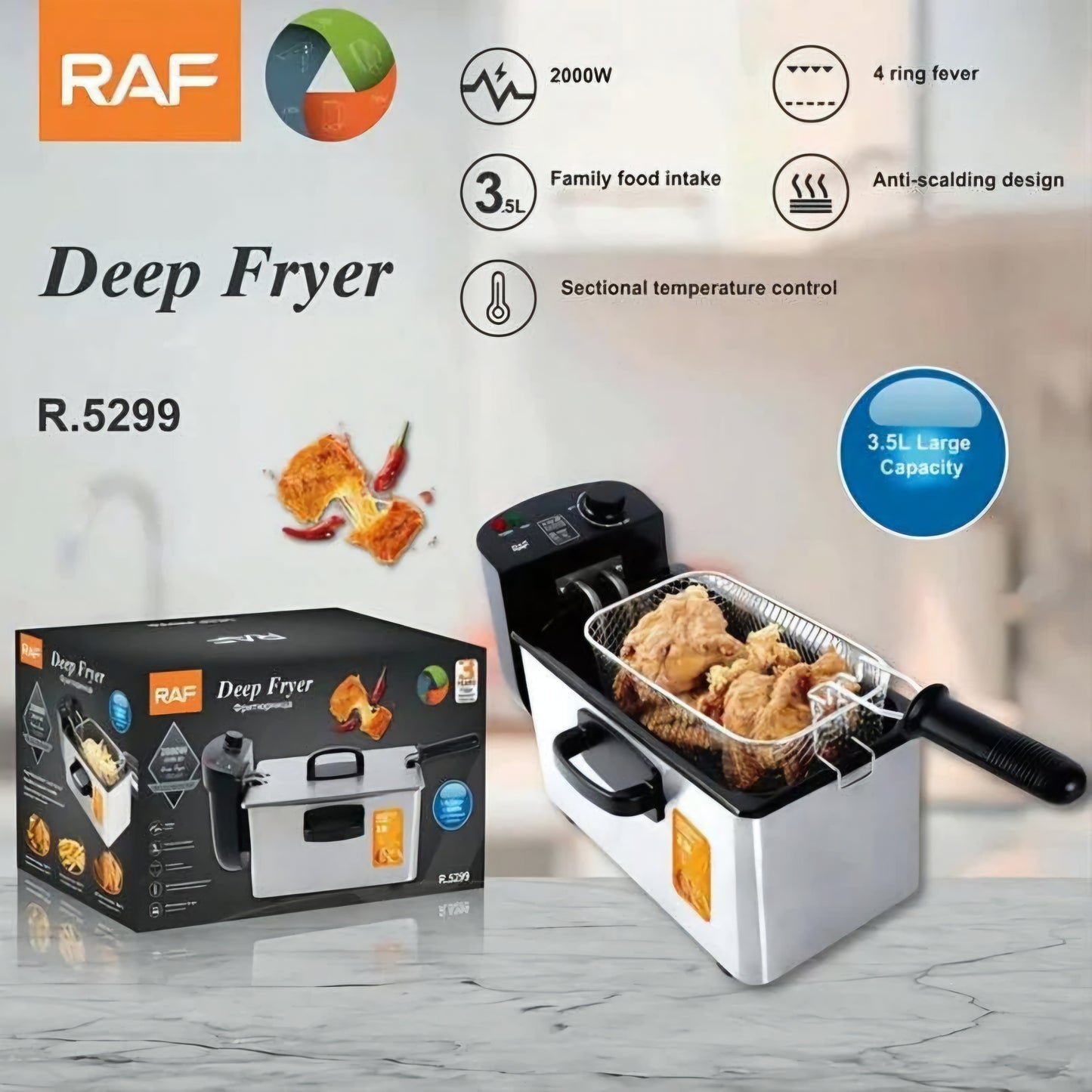 RAF Inox 2000 W, 3,5 literes olajsütő