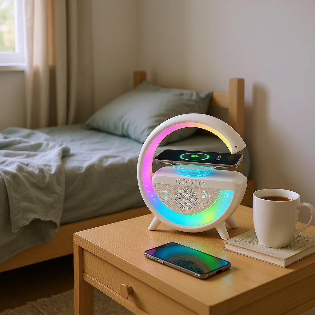 3 az 1-ben RGB VEZETÉK NÉLKÜLI TÖLTŐ HANGSZÓRÓ ÉS LÁMPA