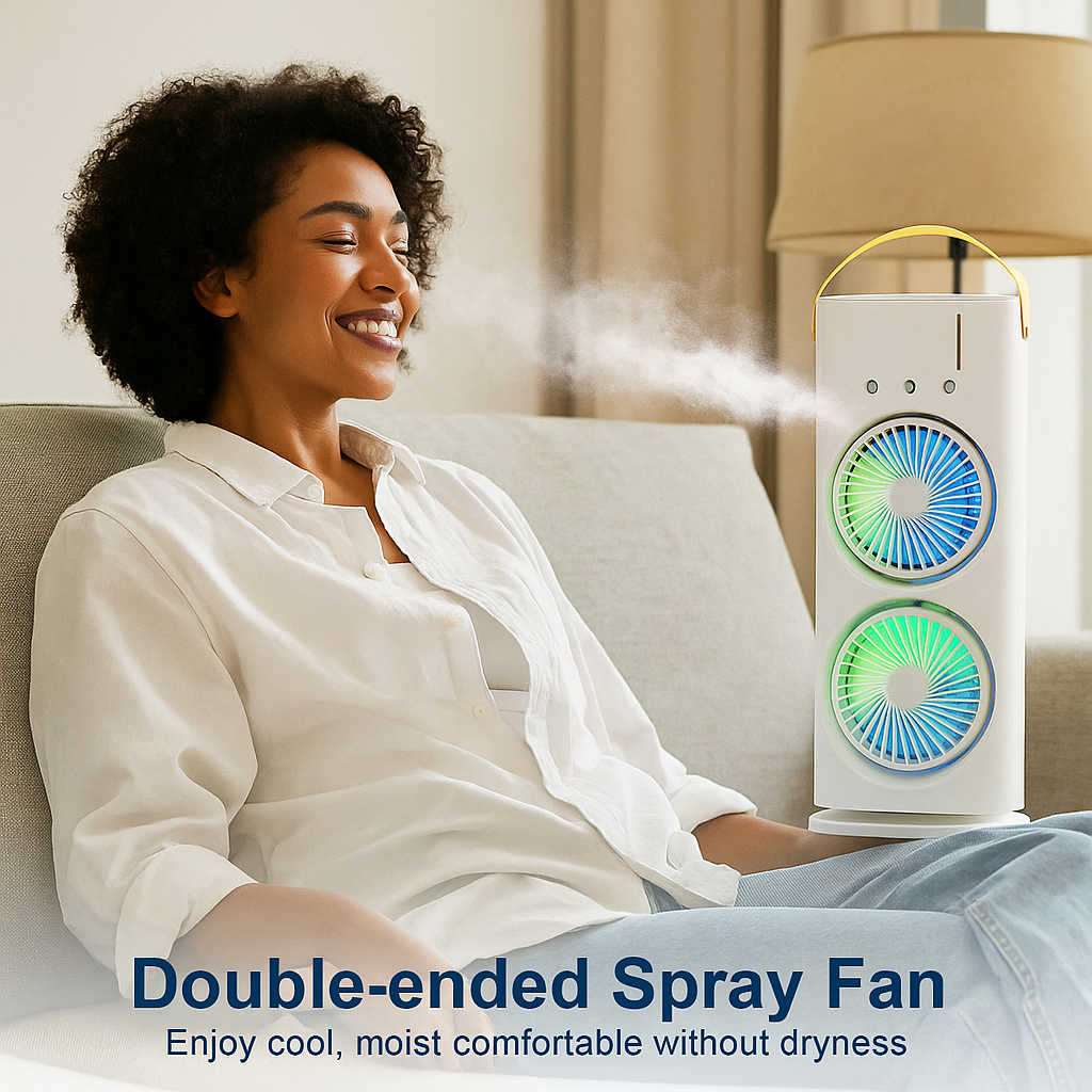 LED Dupla Ventilátor Párásítóval