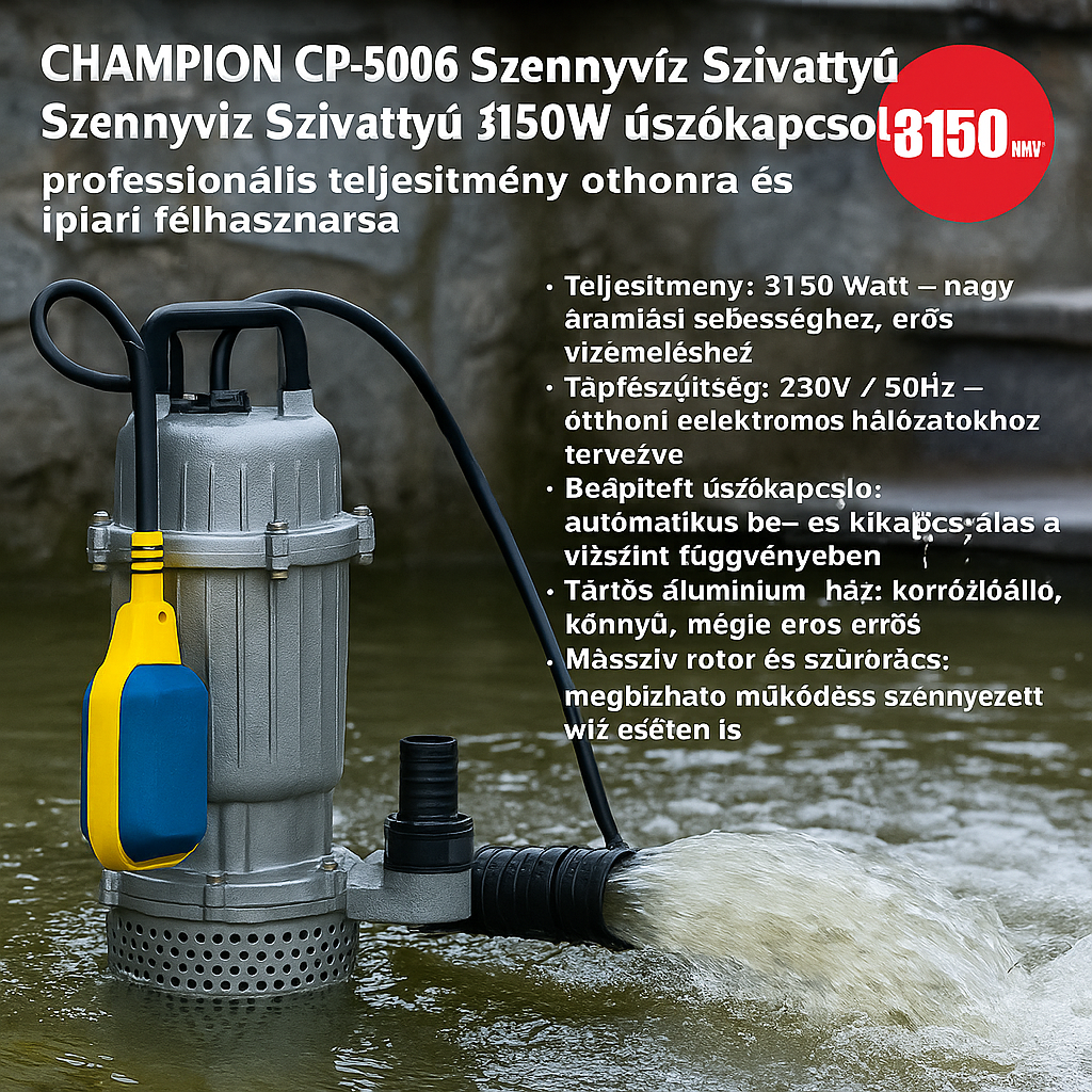 Champion Szennyvíz Szivattyú 3150W