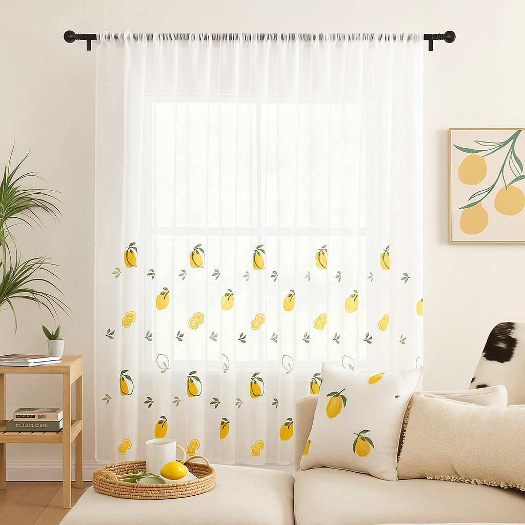 Citrommintás Dekoratív Függöny – 280x250 cm