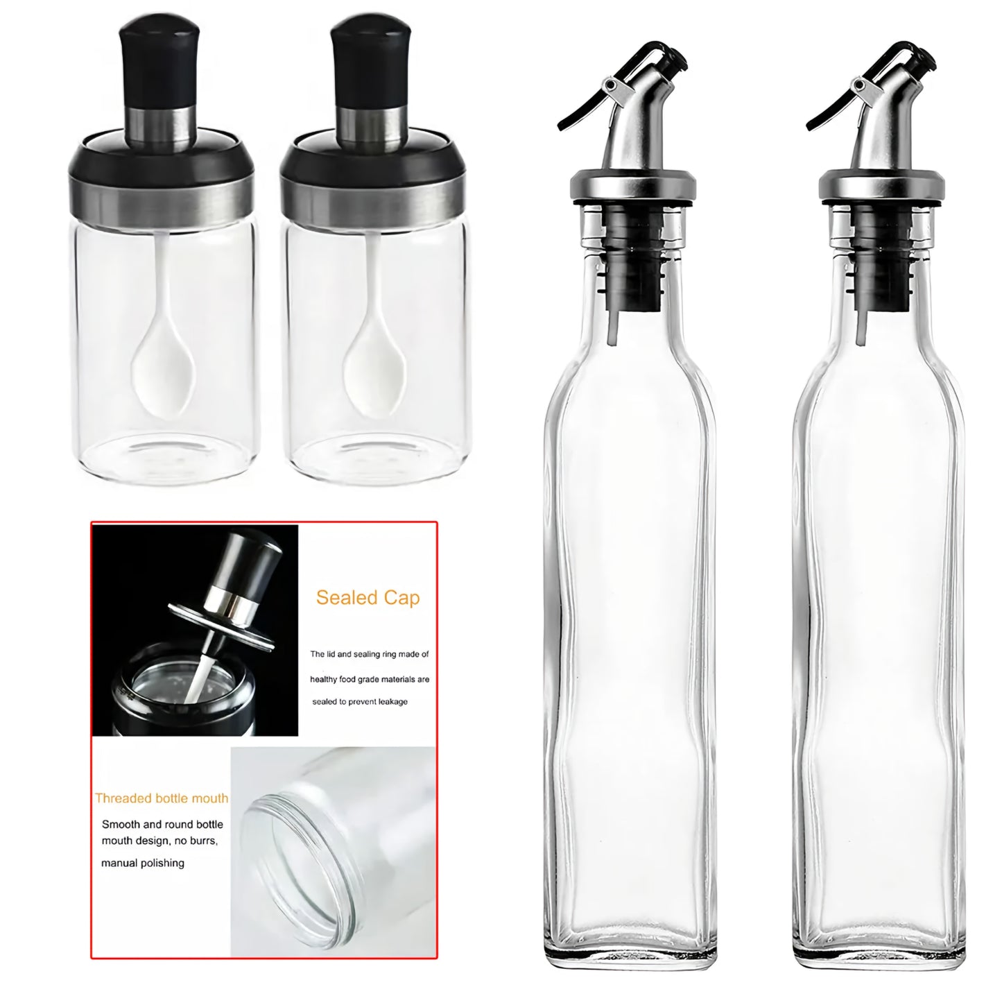 Üveg Olajadagoló és Fűszertartó Készlet 1+1 ingyenes