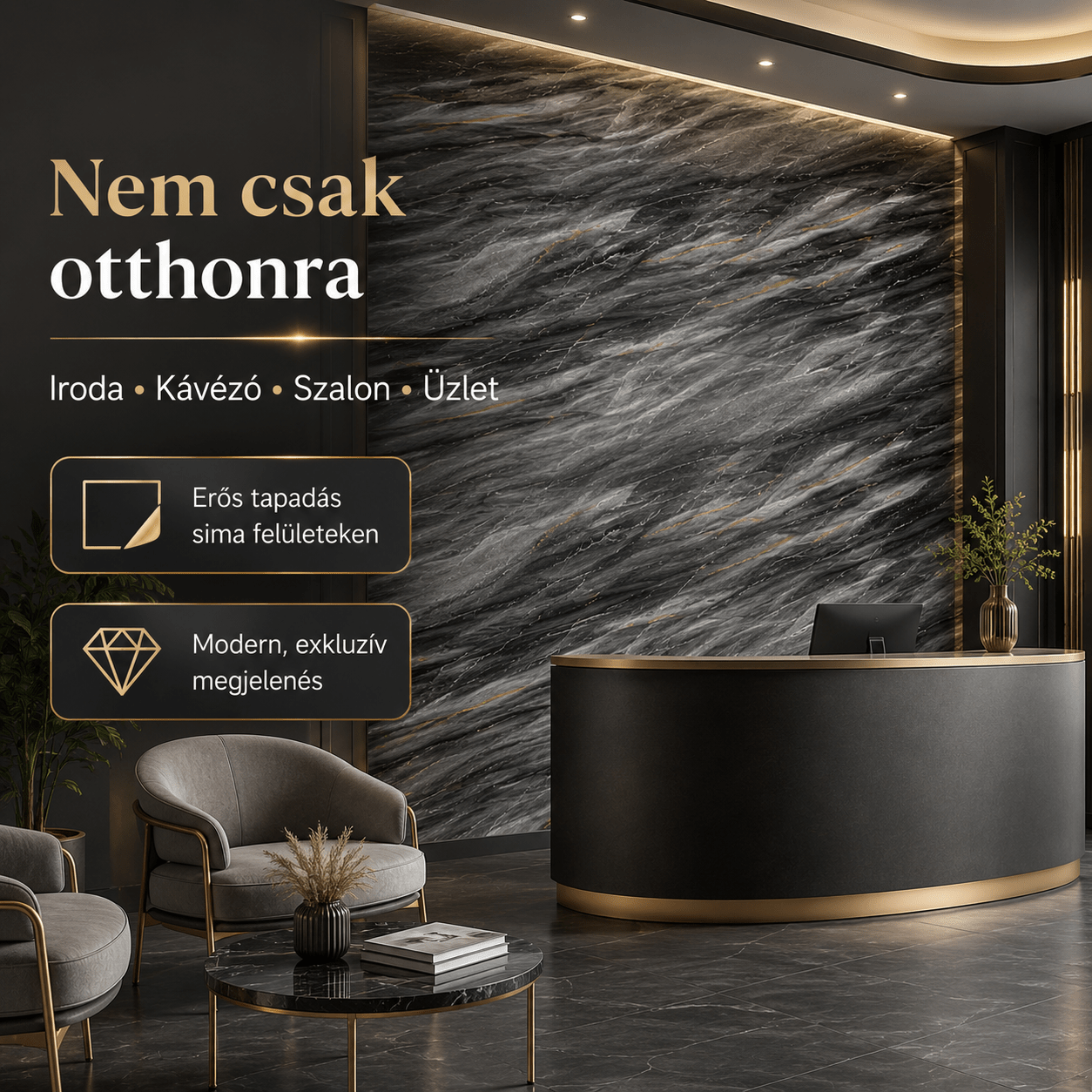 Szürke Márványhatású Öntapadós Falmatrica 3 × 1,2 m - | Cyber Bazaar