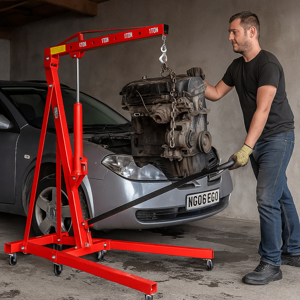 1 TONNÁS ÖSSZECSUKHATÓ MOTOREMELŐ DARU - | Cyber Bazaar