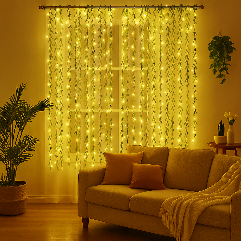 Fűzfalevelű függönylámpa – 3x2m