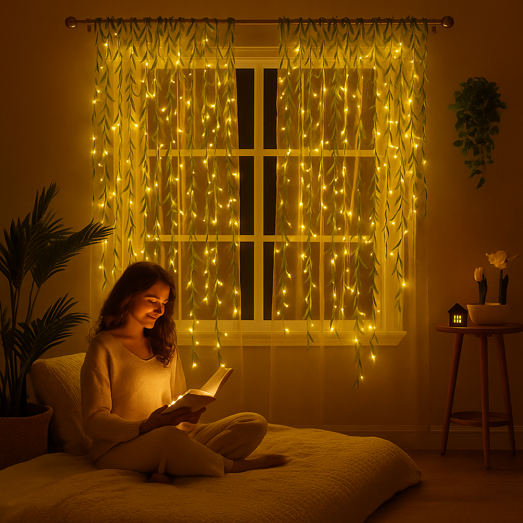 Fűzfalevelű függönylámpa – 3x2m