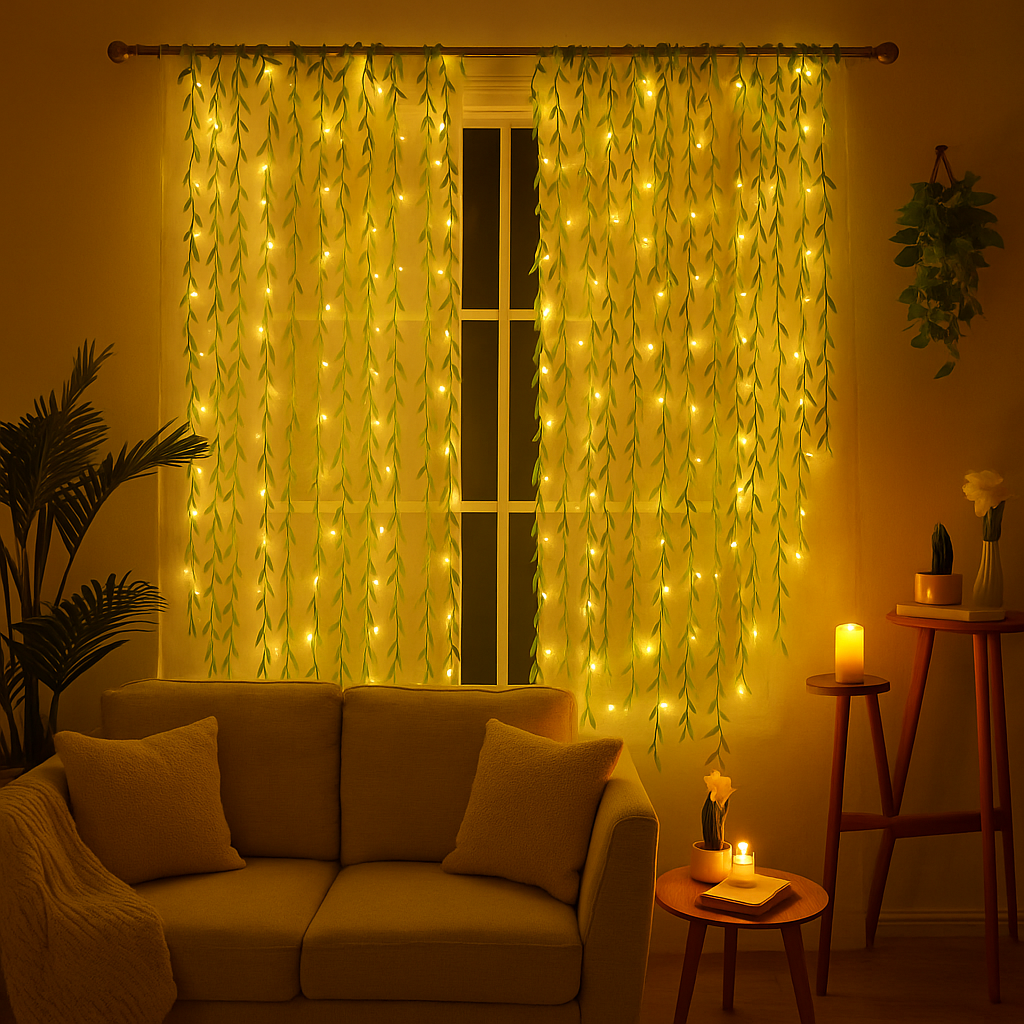 Fűzfalevelű függönylámpa – 3x2m