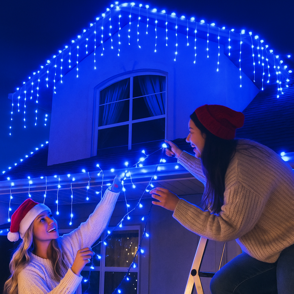 Karácsonyi díszfények hidegfehér színben 1+1 ingyen