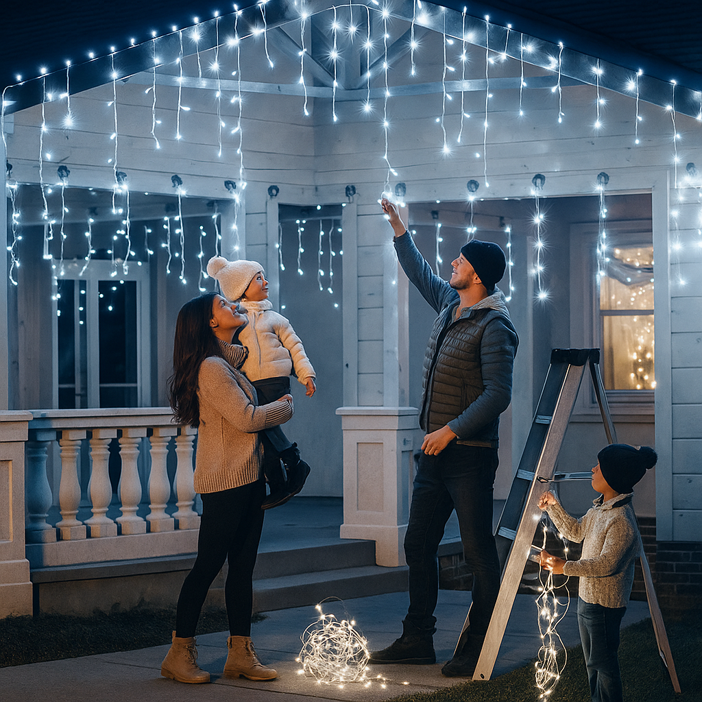 Karácsonyi díszfények hidegfehér színben 1+1 ingyen