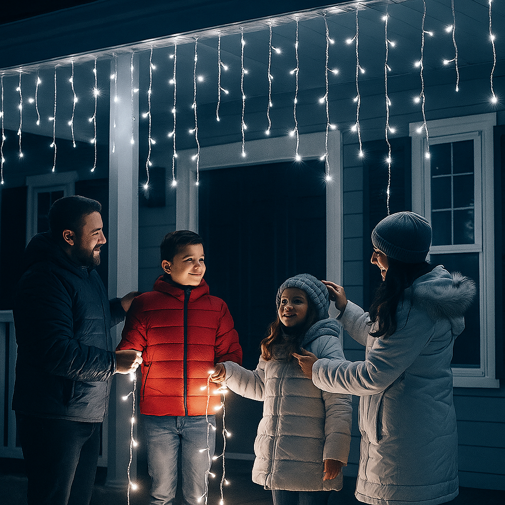 Karácsonyi díszfények hidegfehér színben 1+1 ingyen