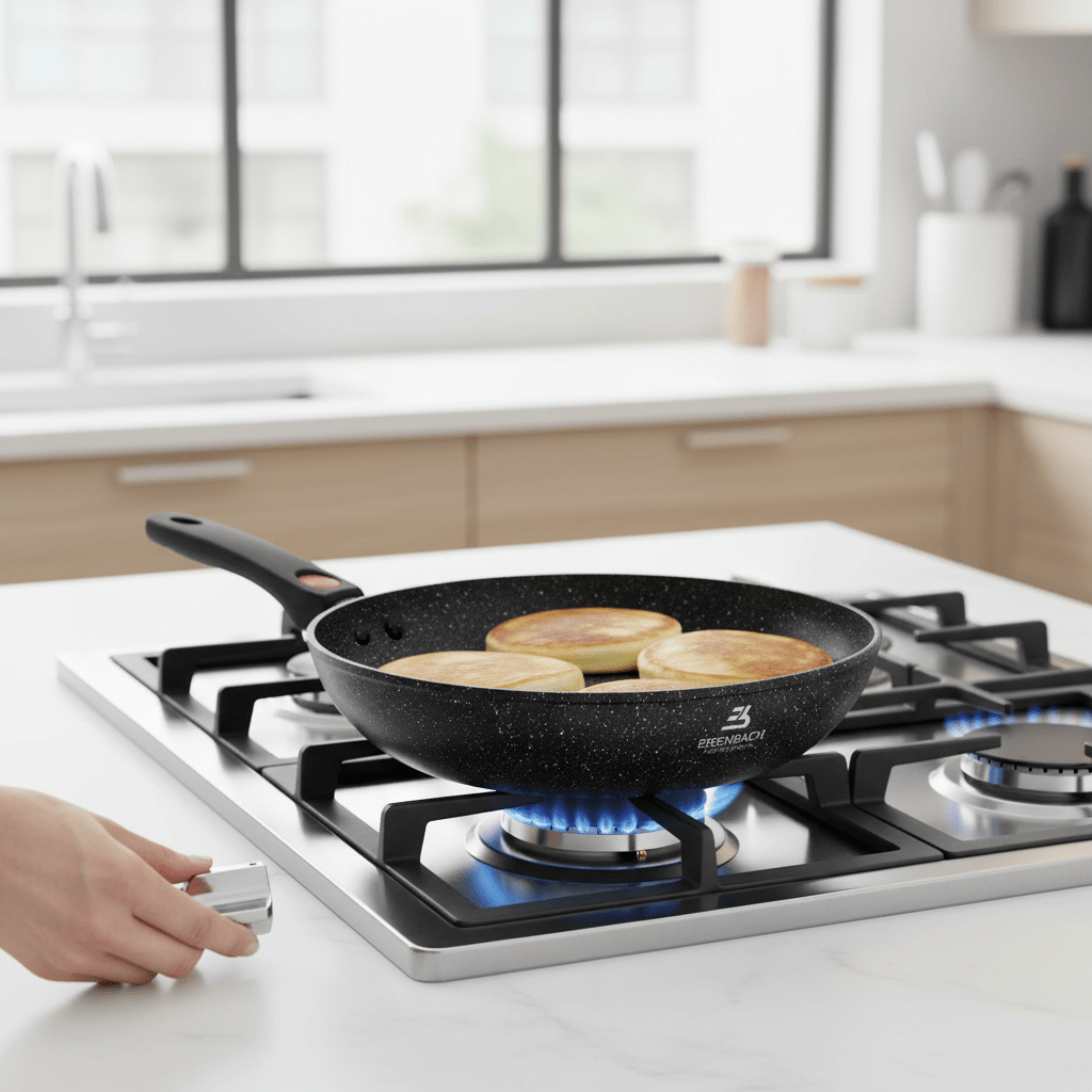 28 cm Wok üvegfedővel + levehető nyél (3,7 L) - | Cyber Bazaar