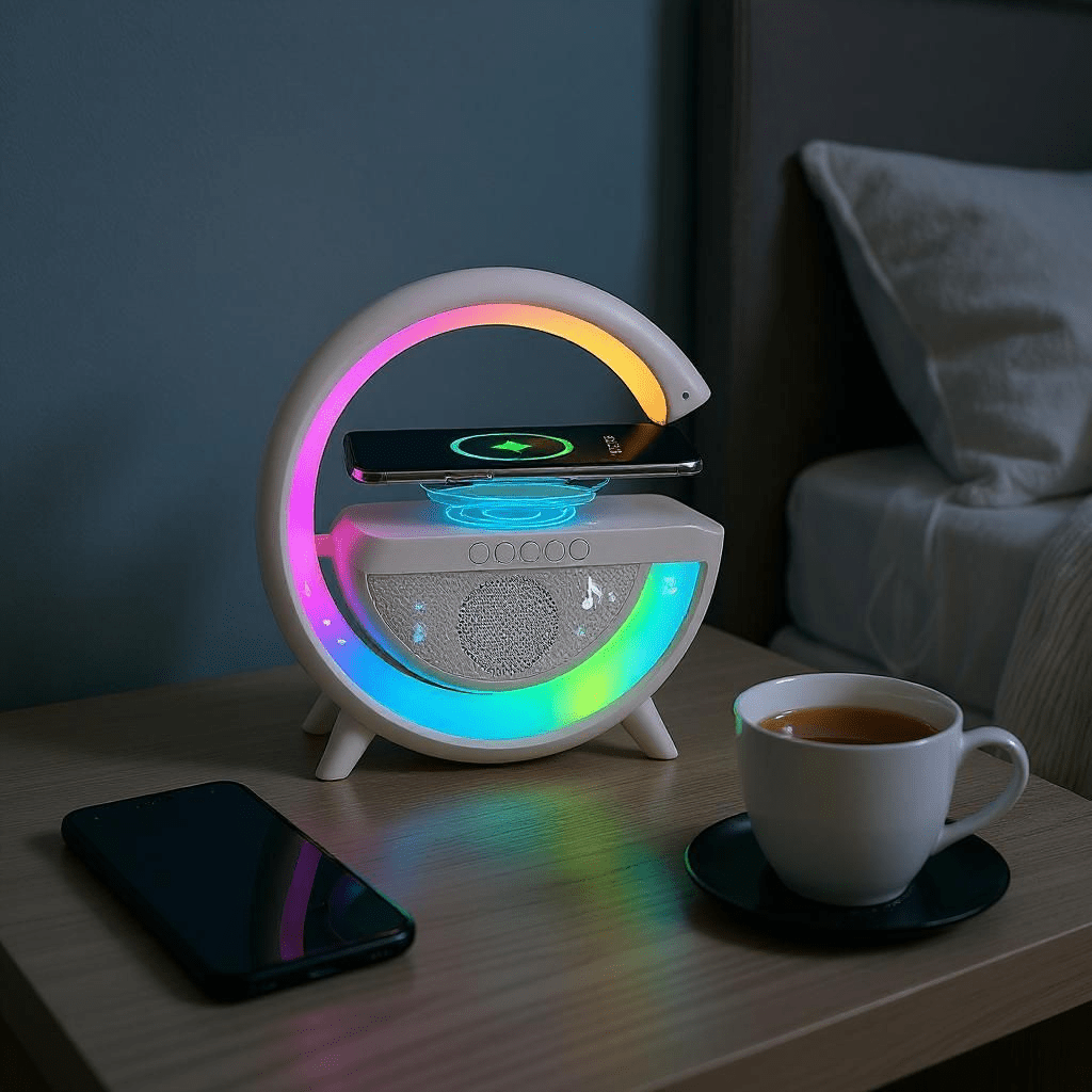 3 az 1 - ben RGB VEZETÉK NÉLKÜLI TÖLTŐ HANGSZÓRÓ ÉS LÁMPA - | Cyber Bazaar