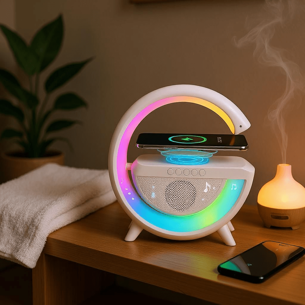 3 az 1 - ben RGB VEZETÉK NÉLKÜLI TÖLTŐ HANGSZÓRÓ ÉS LÁMPA - | Cyber Bazaar