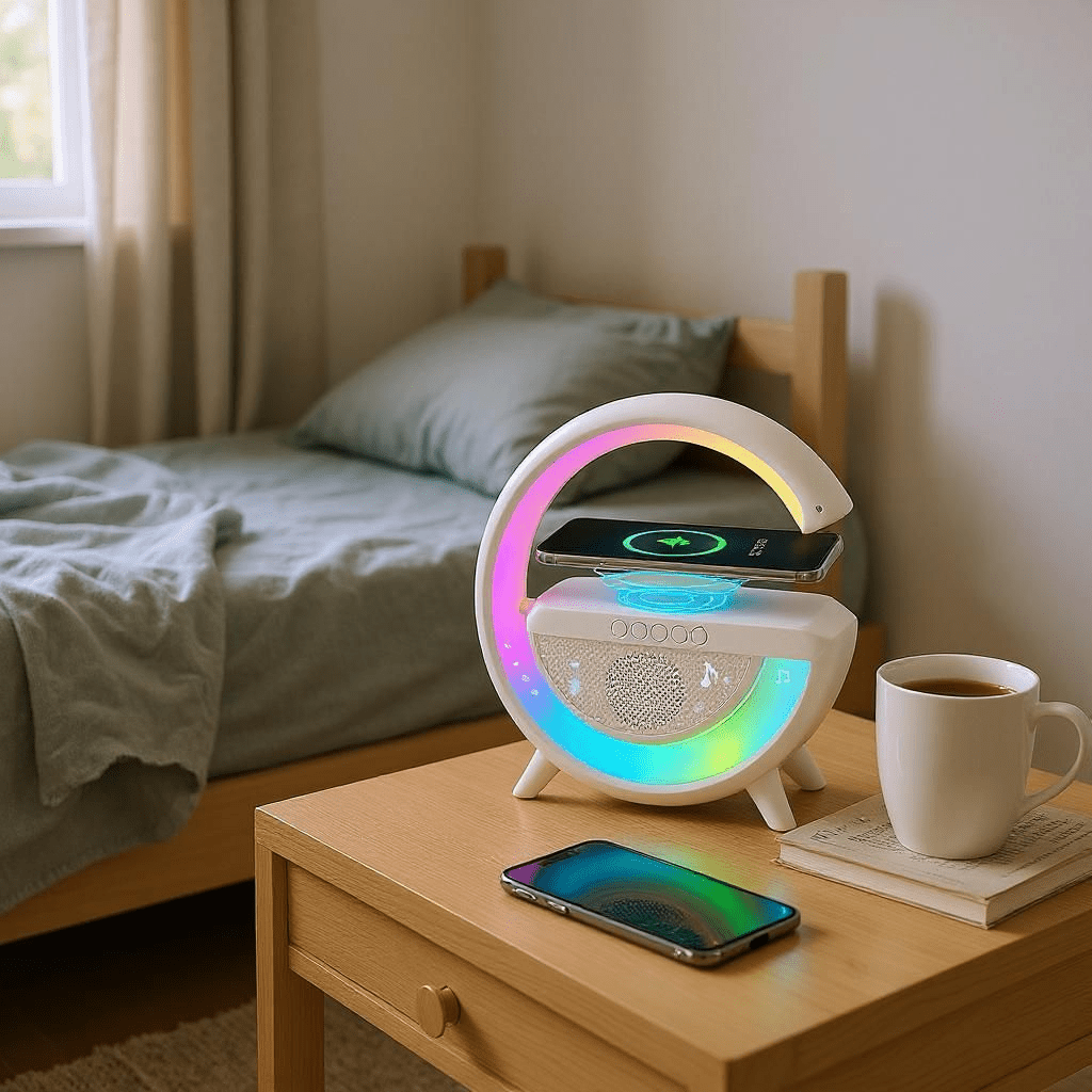 3 az 1 - ben RGB VEZETÉK NÉLKÜLI TÖLTŐ HANGSZÓRÓ ÉS LÁMPA - | Cyber Bazaar