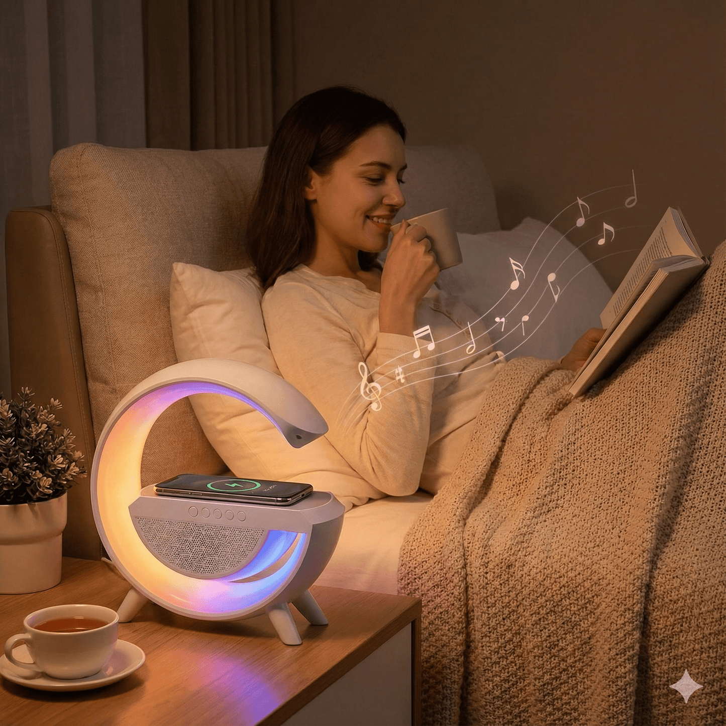 3 az 1 - ben RGB VEZETÉK NÉLKÜLI TÖLTŐ HANGSZÓRÓ ÉS LÁMPA - | Cyber Bazaar