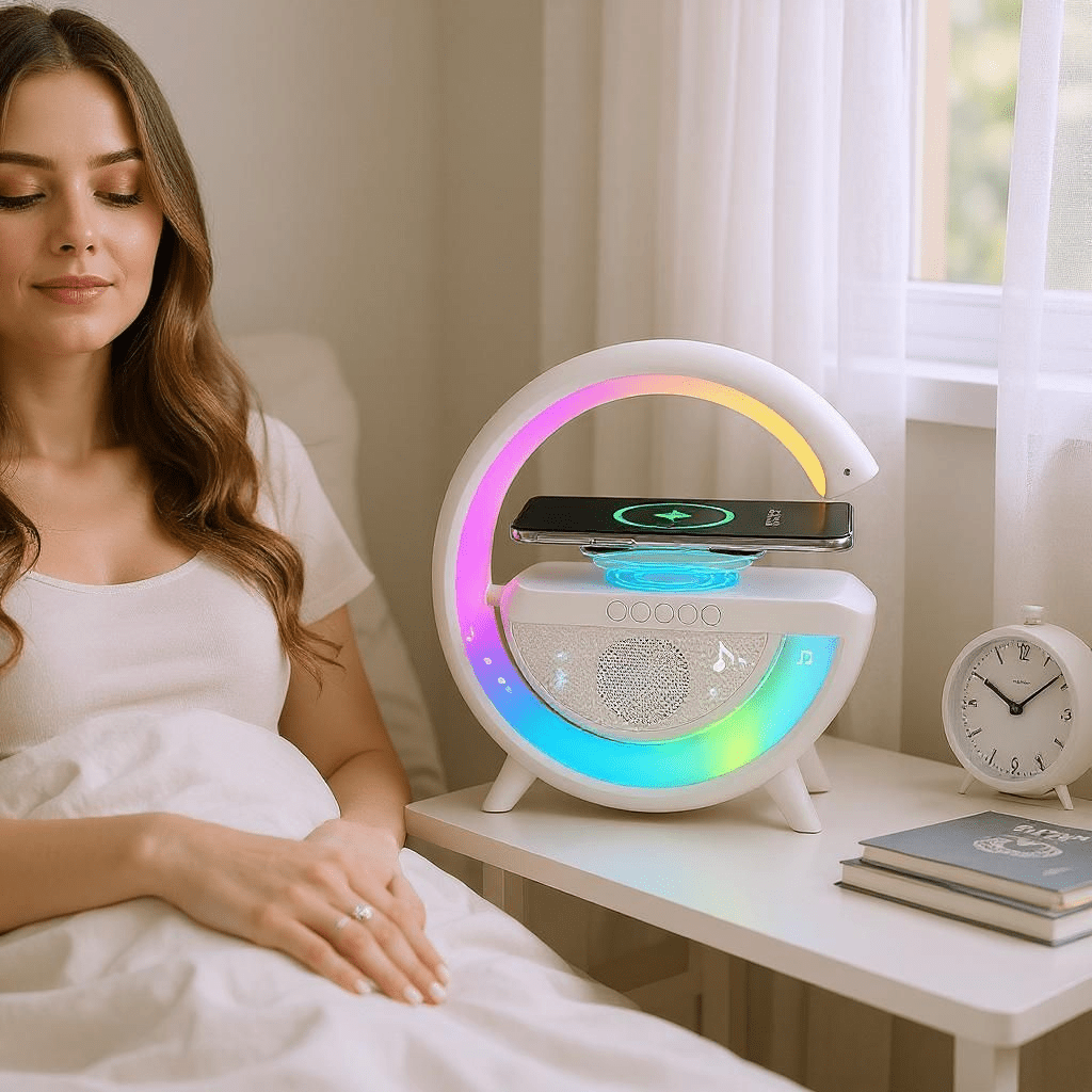 3 az 1 - ben RGB VEZETÉK NÉLKÜLI TÖLTŐ HANGSZÓRÓ ÉS LÁMPA - | Cyber Bazaar