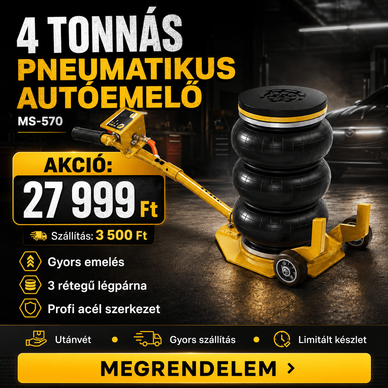 4 Tonnás Pneumatikus Autóemelő - | Cyber Bazaar