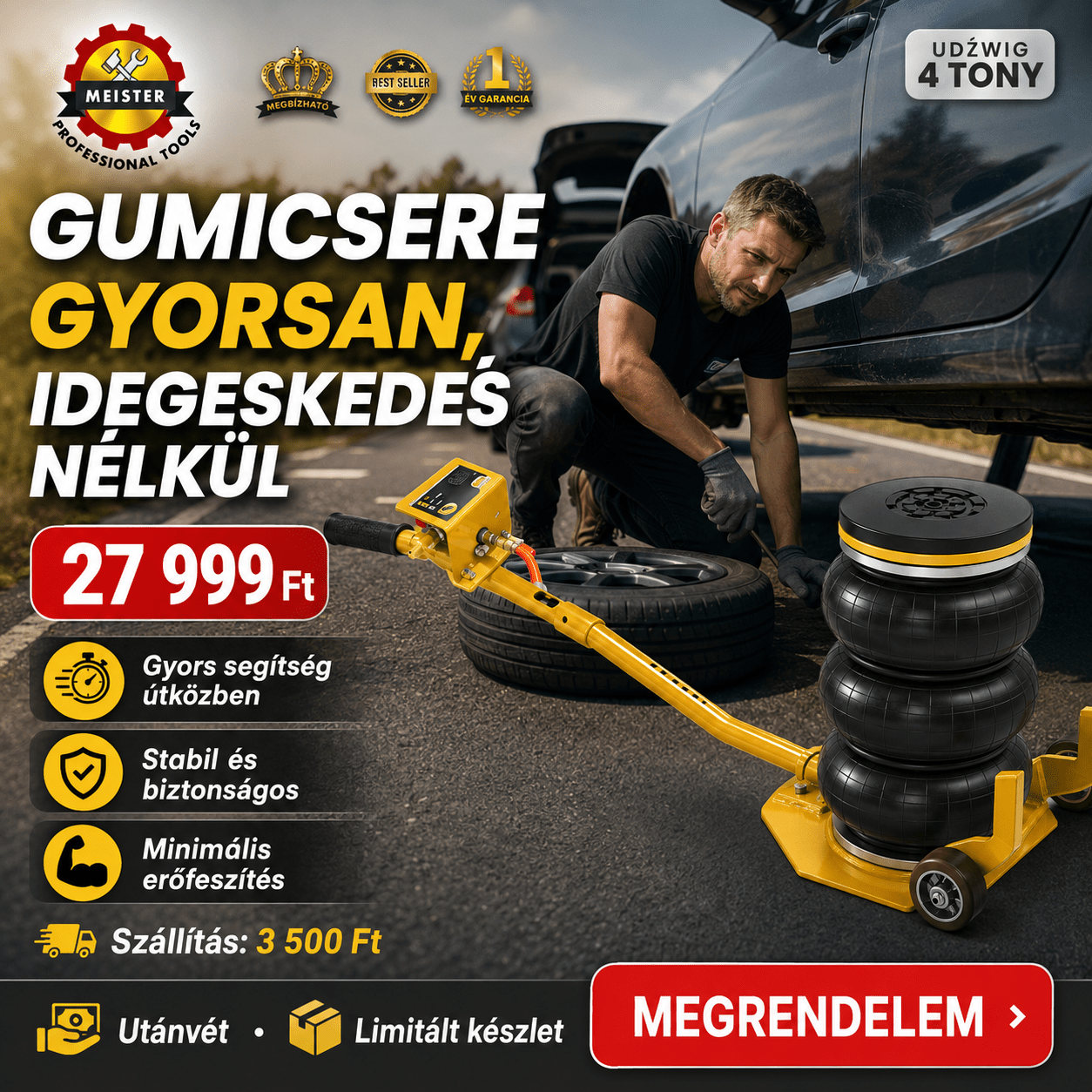 4 Tonnás Pneumatikus Autóemelő - | Cyber Bazaar