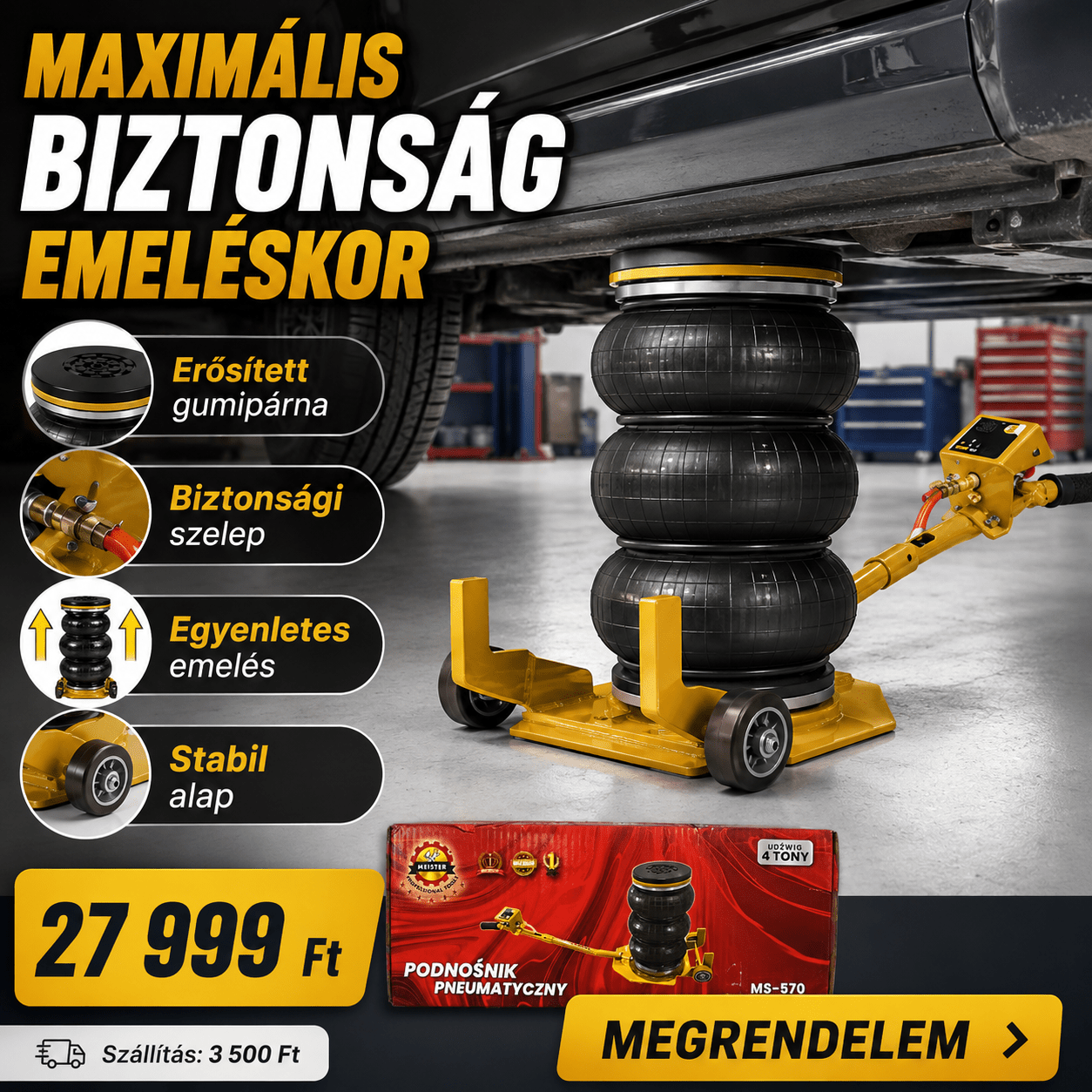 4 Tonnás Pneumatikus Autóemelő - | Cyber Bazaar
