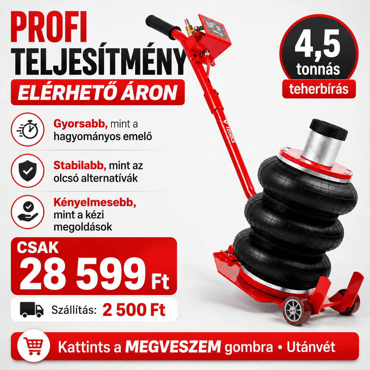 4,5 Tonnás Pneumatikus Emelő - | Cyber Bazaar