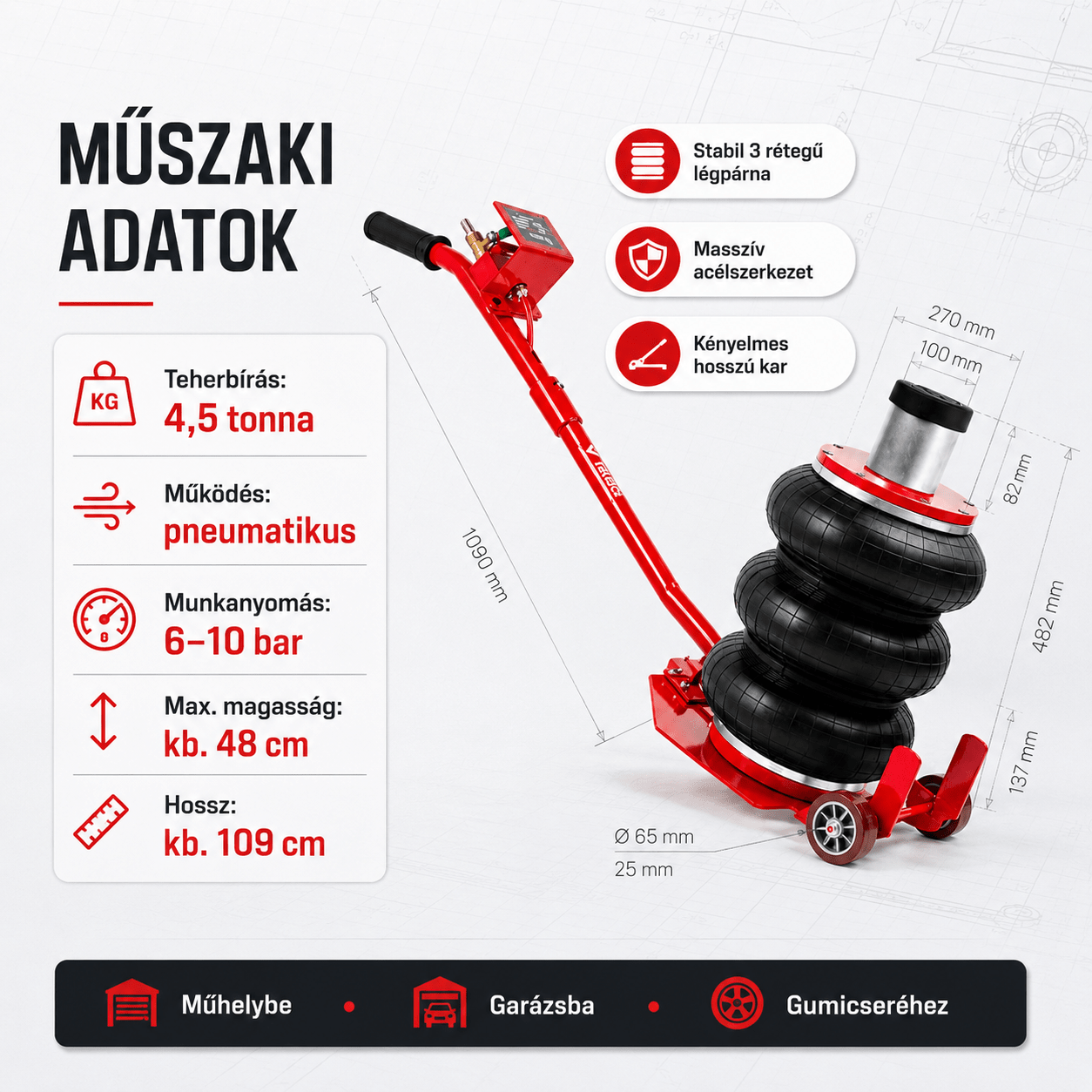 4,5 Tonnás Pneumatikus Emelő - | Cyber Bazaar