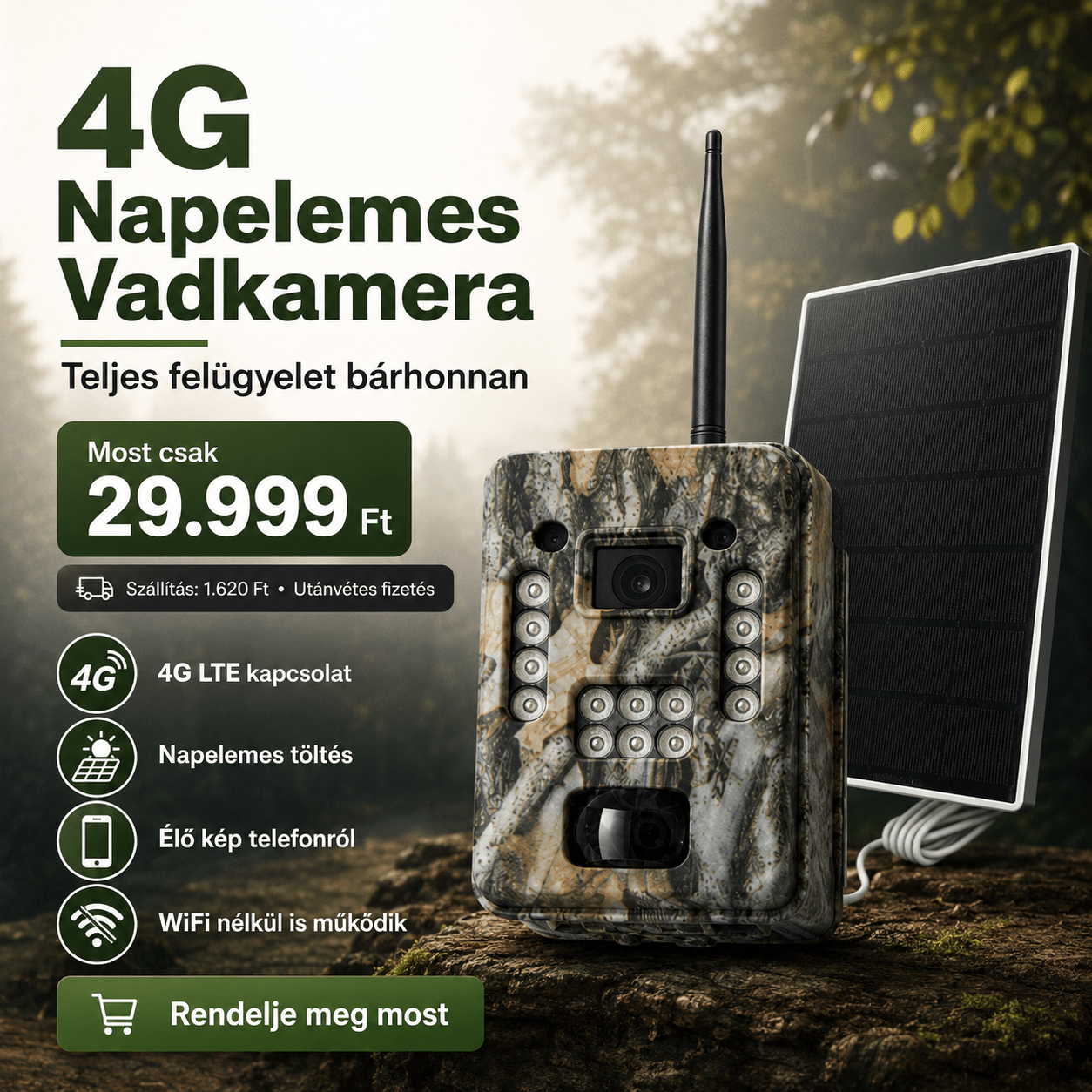4G Napelemes Vadkamera - | Cyber Bazaar
