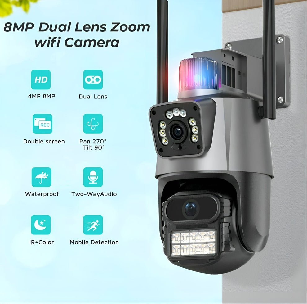 4K 8MP Dupla WiFi Biztonsági Kamera - | Cyber Bazaar