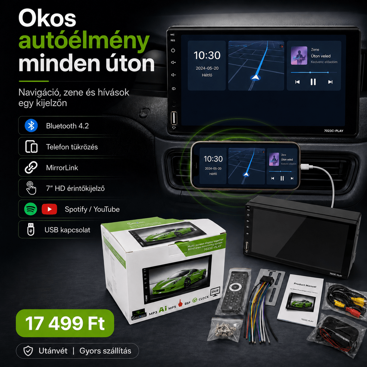 7” Erintőképernyős Autó Multimédia - | Cyber Bazaar