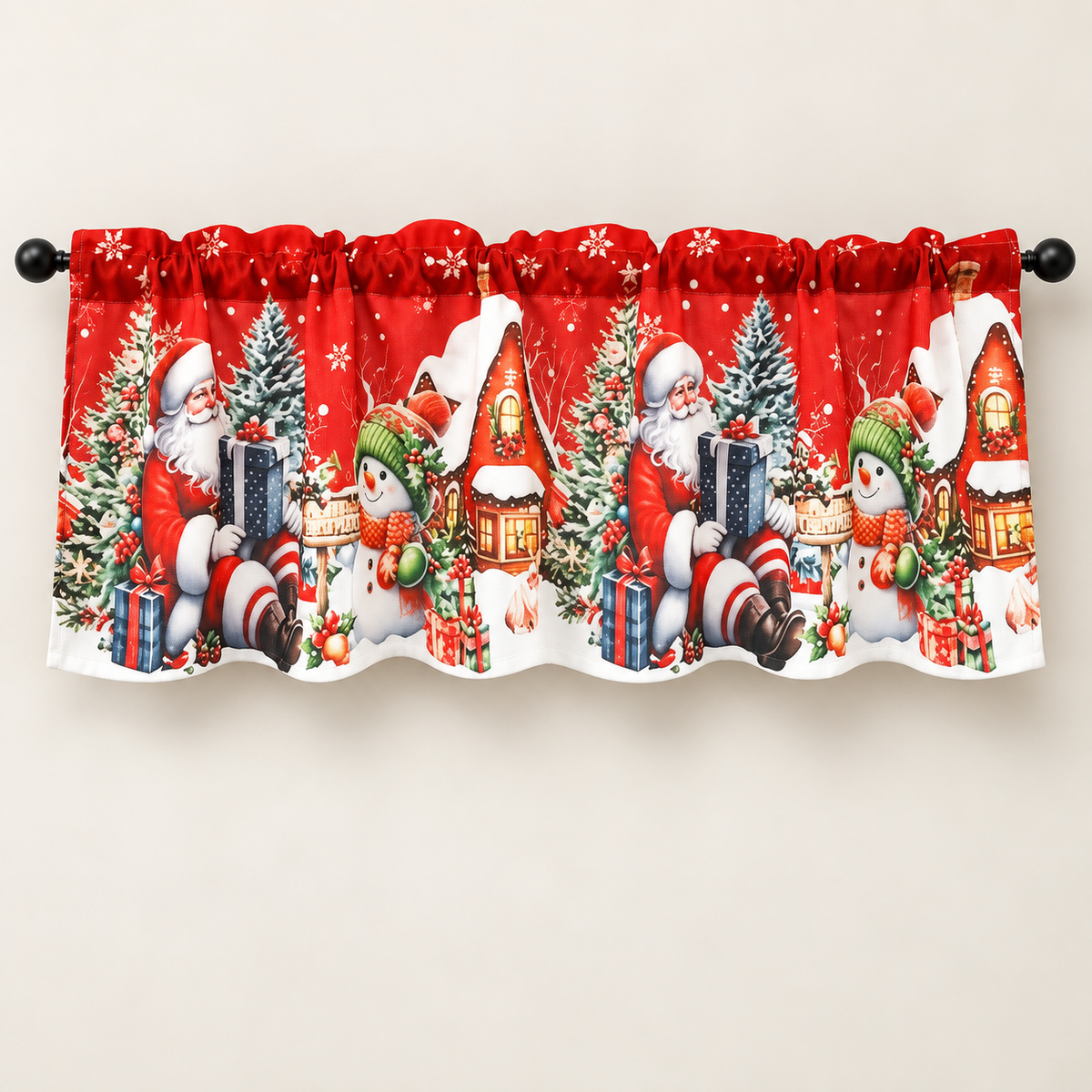 A2614 karácsonyi vitrázsfüggöny – téli mese, 150 × 45 cm – teljes terméknézet