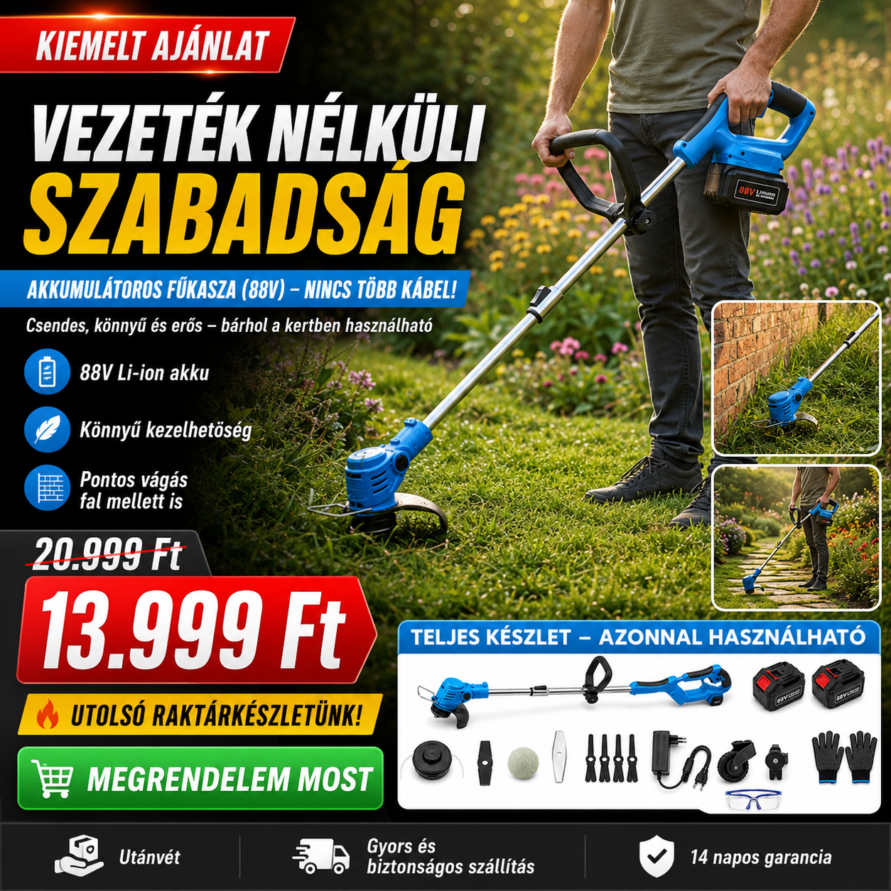 Akkus Fűkasza 88V - | Cyber Bazaar